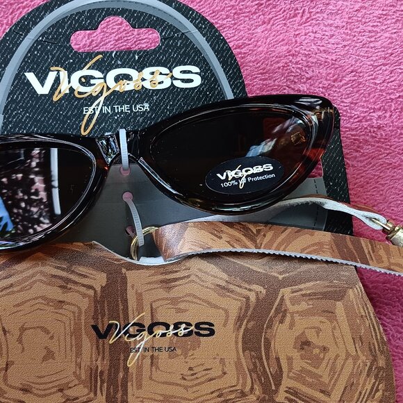 VIGOSS UV BROWN Sun Glasses/Pearls WRISTLET CASE - Picture 3 of 5
